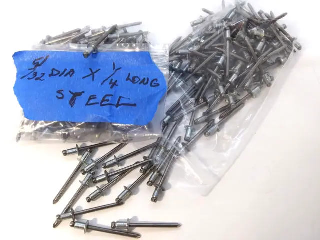 Steel Pop Rivets 5/32" x 1/4" Quantity 200-Value Priced-No limit-Free Shipping