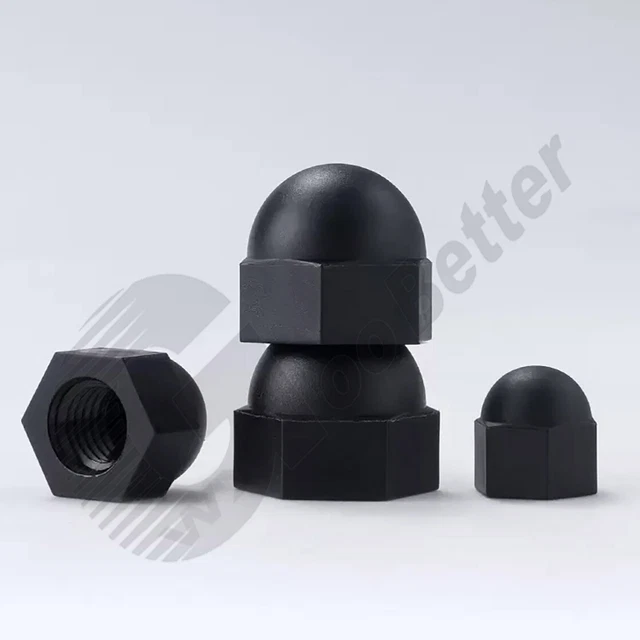 M3 M4 M5~M20 Acorn Cap Hex Nuts Black Plastic Bolt Thread Cover Smooth Rounded