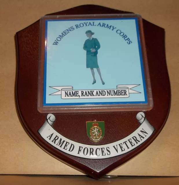 Women's Royal Army Corps Wall Plaque with name rank& number