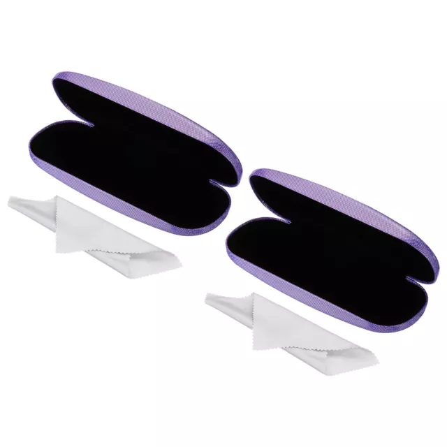 Glasses Case, 2Pcs PU Leather Hard Shell Portable Protective Sparkle-Purple