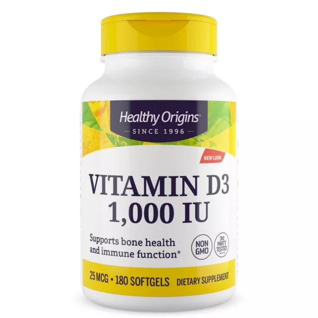 Healthy Origins Vitamin D3 1,000iu 180 Softgels, Immune Health, Strong Bones
