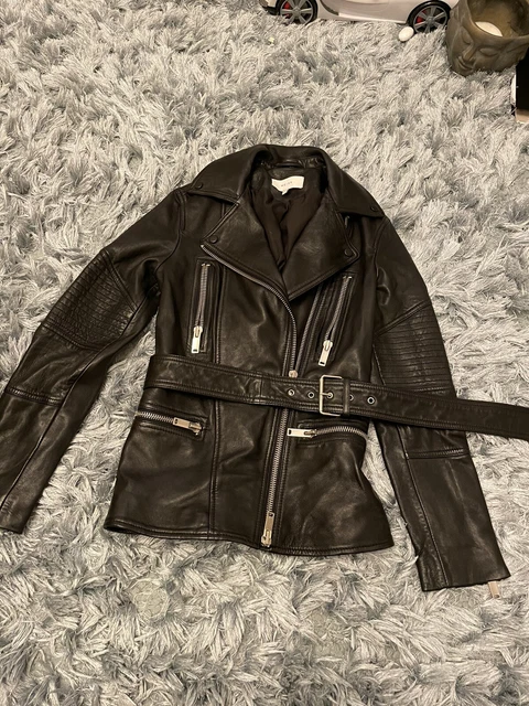 REISS LEATHER TRUCKER Jacket Biker UK 8 95.00 PicClick UK