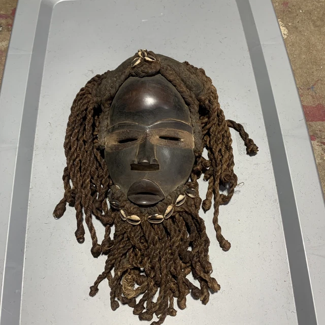 Dan Mask with Cowries and Rope Beard African mask great size OFFERS #9