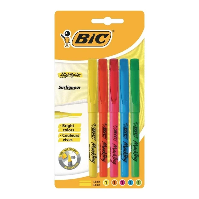 BIC MARKING ASSORTED Grip Highlighters Assorted Colours School Office