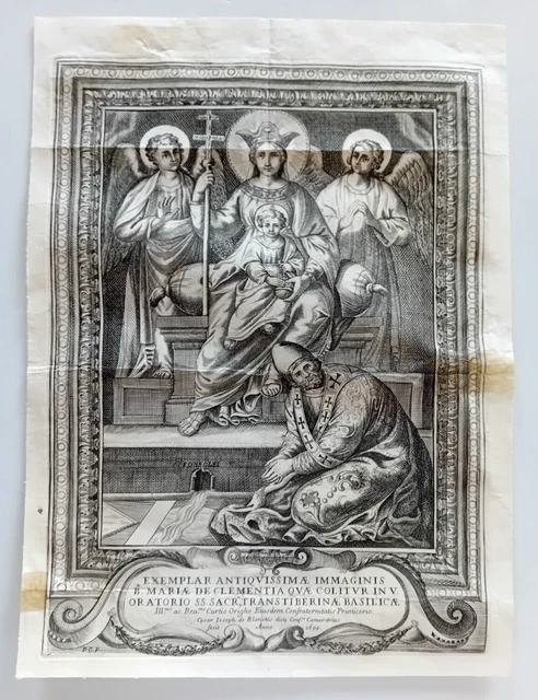 Antique engraving 1699 17th Madonna della Clemenza Basilica Trastevere 33.8x25 cm Antique engraving 1699 17th Madonna della Clemenza Basilica Trastevere 33.8x25 cm