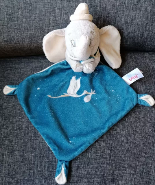 281😍🐘Doudou DUMBO Éléphant Disney Baby Bleu / Blanc Cigogne Doux