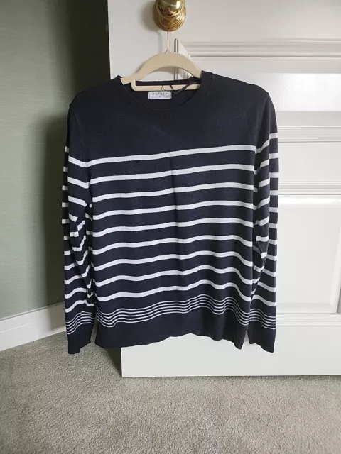 Ladies Blue And White Striped Jumper Size 12