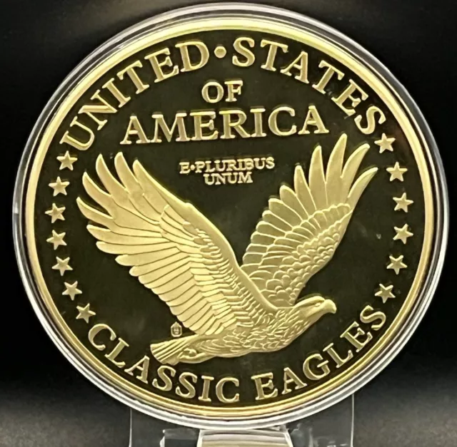 2016 Classic Eagles 1849 Liberty Head Double Eagle Gold-layered 4"Comm. Coin COA 2