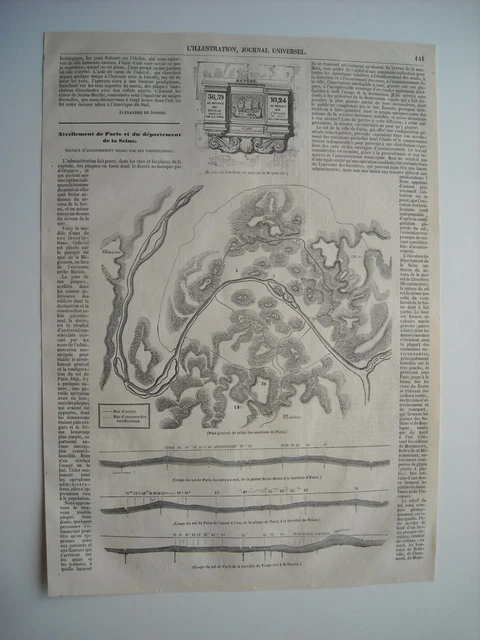 Gravure 1844. Nivellement De Paris Et Departement De La Seine. Quai Megusserie..