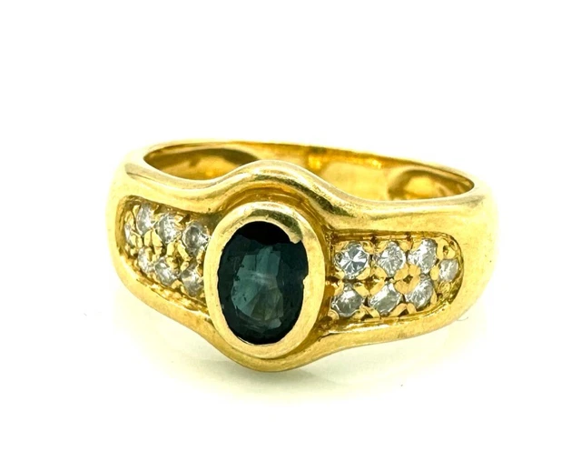 Bague Or Blanc 18 Carats Saphir Et Diamants - Style Cocktail - Occasion - 3,12g
