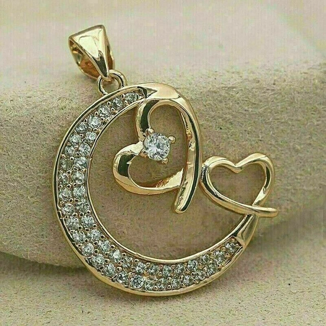 2Ct Round Cut Moissanite Heart Women's Pendant In 14K Yellow Gold Plated Silver