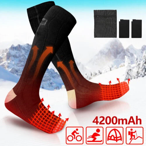 Winter Electric Heated Super Warm Socks Rechargeable Battery Women Men Skiing UK