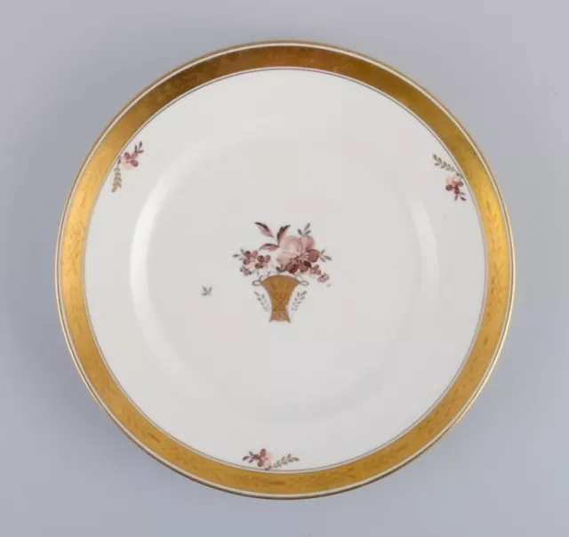 Royal Copenhagen, Gold Basket. Two dinner plates and one lunch plate. 3