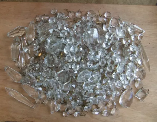 Job Lot Vintage Chandelier Crystal Drops Faceted Cut Glass Various Bundle