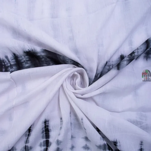 White & black Shibori Tie Dye cotton fabric for summer party wear fabric by yard