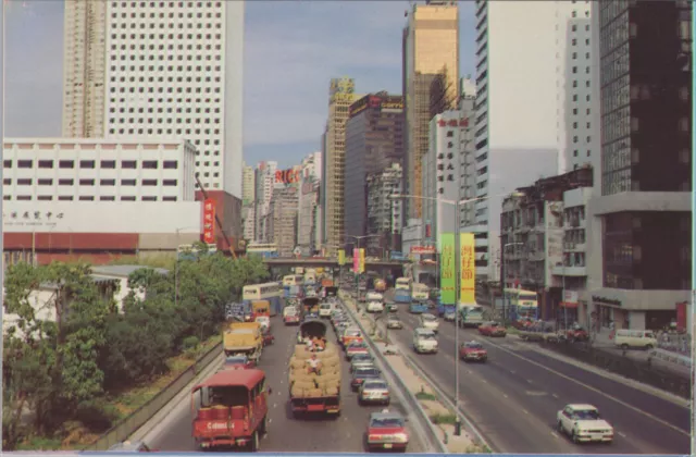 MR ALE Postcard Hong Kong A Typical Streetview Buses Cars Skyscrapers UNP B650