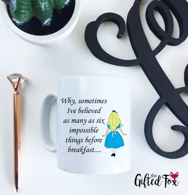 Alice in Wonderland Six Impossible Things Novelty Tea Coffee Cup Ceramic Mug