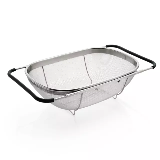 Edelstahl Sieb 36x24x11,5 cm mit ausziehbaren Griffen bis Ges-Länge 54 cm NEU