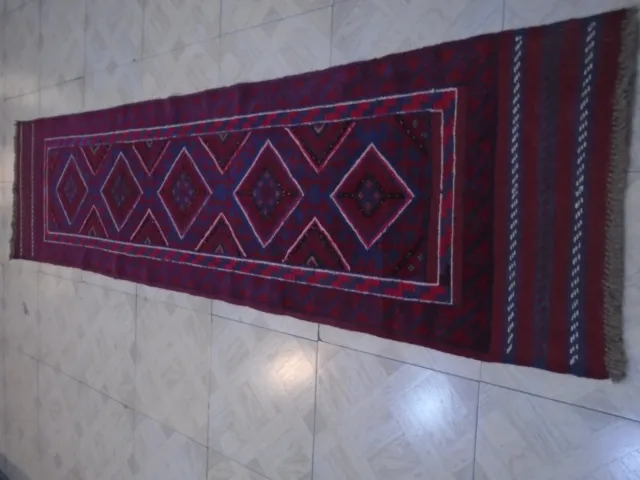 24883 # Incredibile tappeto afgano Mashwani Runner Kilim fatto a mano 243 x 62 cm