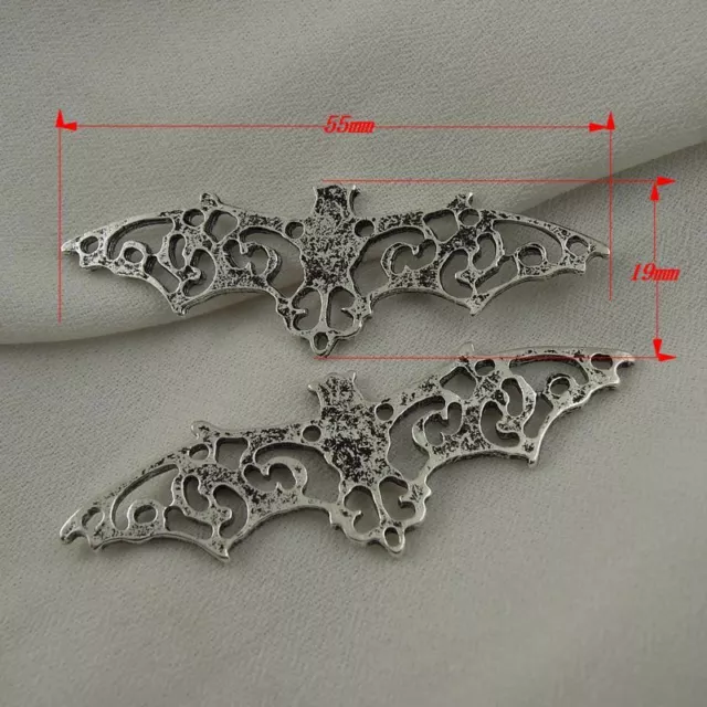 10 Stück Antiqued Silber 55x19x2mm Bat Charms Anhänger Dangles 36697