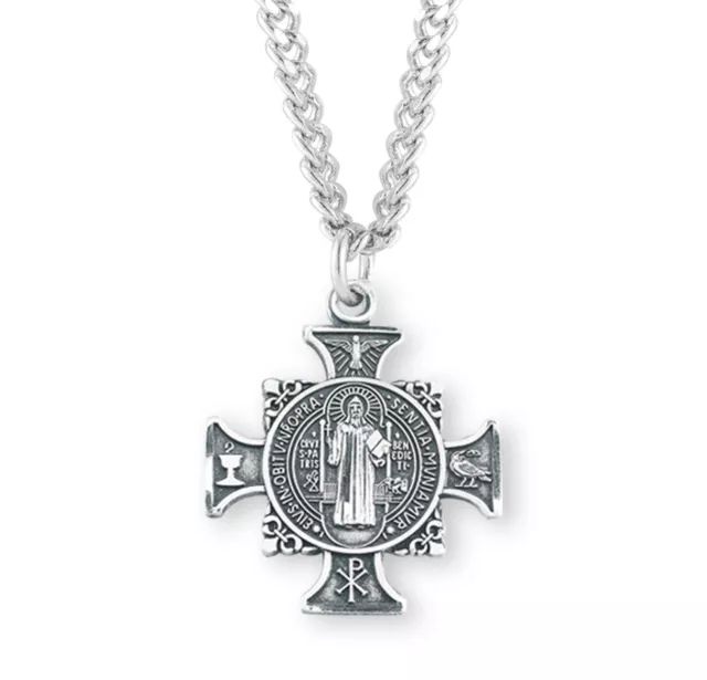 Saint Benedict Zweiseitig 0.9 " Maltese Cross-Pendant + 24 " Kette (S168824)
