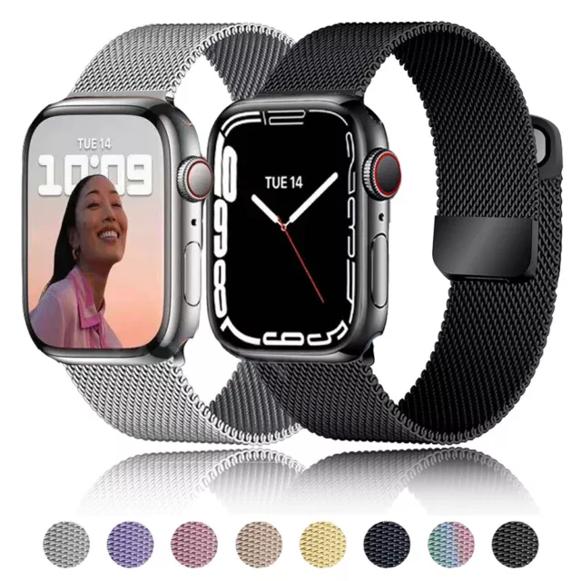 Stainless Steel Mesh Strap Band for Apple Watch 9 8 7 6 5 4 SE 40/44/41/45mm