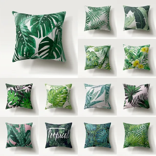 Ins Nordic Tropical Leaves Plant Cushion Cover Waist Throw Polyester Pillowcase
