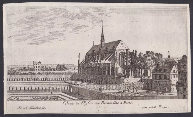 Paris Collège De Bernardins Eglise Israël Silvestre Eau-Forte Gravure sur Cuivre