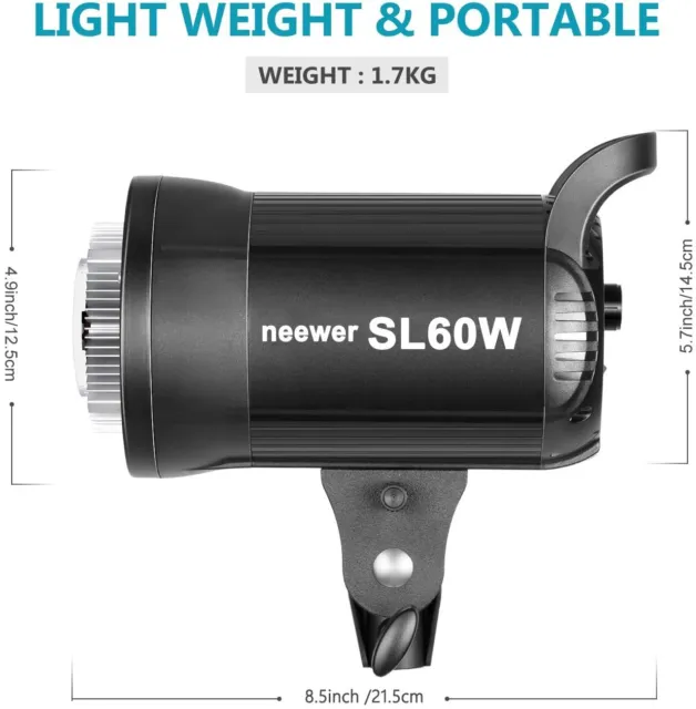 Neewer SL-60W LED Video Spot Light Faretto Bianco 5600K con telecomando 3