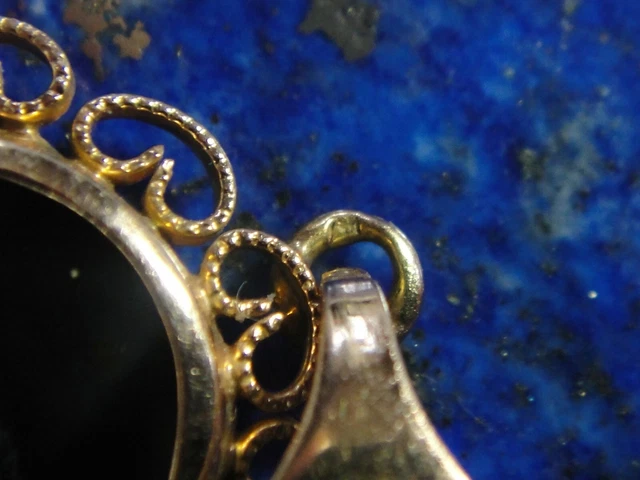 Pendentif Ancien Unique En Or Rose 18 Carats, Onyx Et Perle - Bijou Vintage
