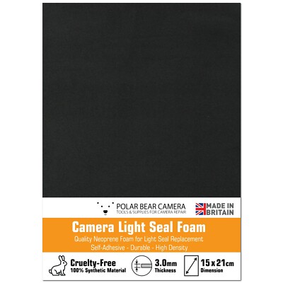 Fotocamera luce Seal Schiuma 2mm Non Adesivo Riparazione Foglio 21cmx15cm UK Made 