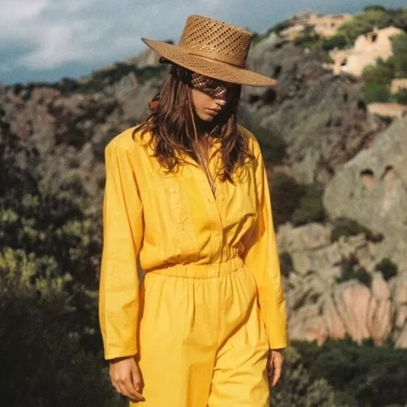 Free People Lack of Color  The Cesca Brown Straw Hat size X Large  NWT