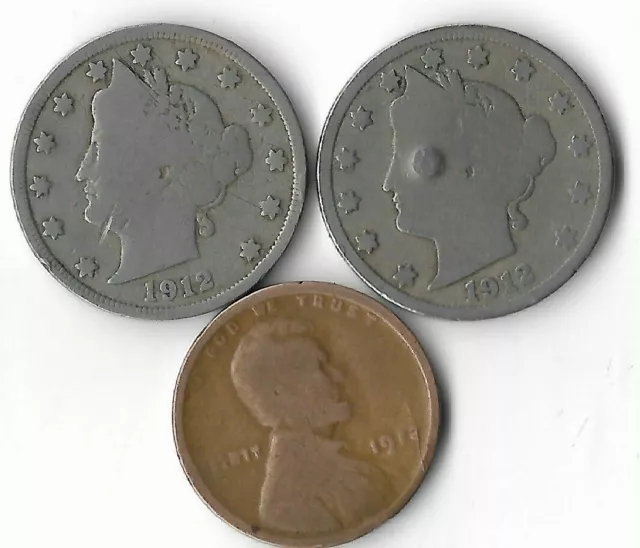 Rare 100 Year Old 1912D+P US Liberty Lincoln Coin Collection Antique Lot USA:T5
