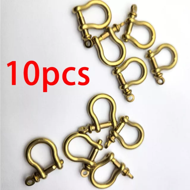 Solid Brass Bow Shackle Joint Connect D Ring Key Chain Fastener Clip lot 5/10pcs