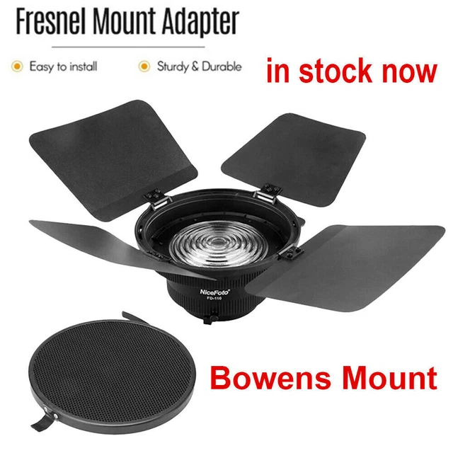 Adaptador de enfoque de luz de montaje Fresnel NiceFoto FD-110 para montaje Bowens luz de video