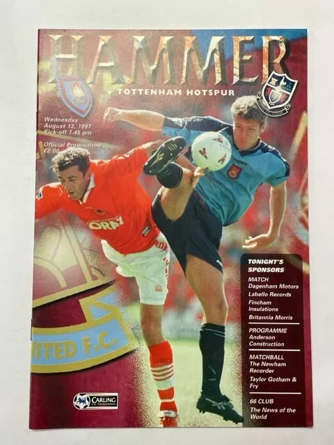 1997/98 West Ham United V Tottenham Hotspur 13-08-1997 Premier League