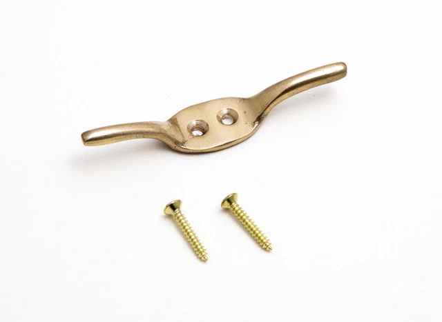 Cleat Blind Roman Hook Curtain Tie Back & Screws 2 1/2" 63mm Brass Pack Of 4