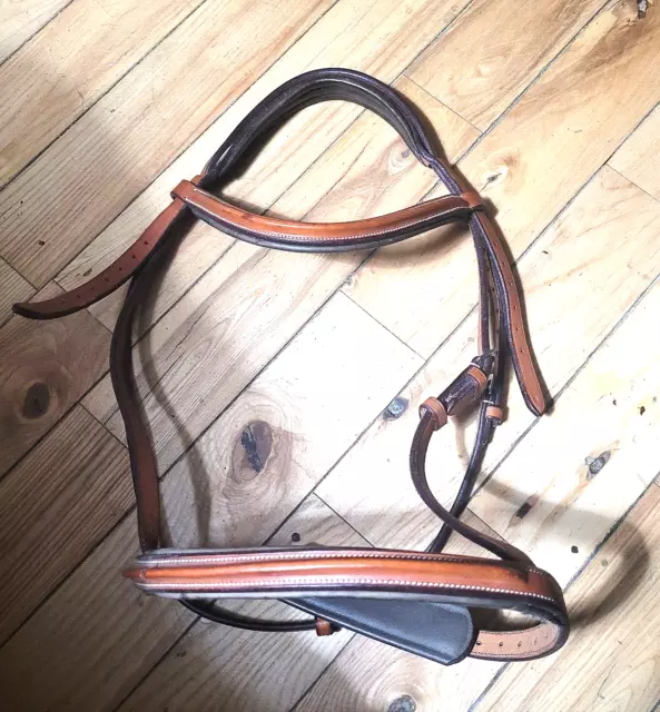 Fancy Padded  Leather Horse Size English Bridle Partial Headstall Nice