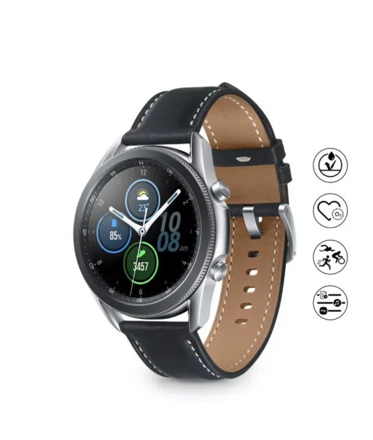 Samsung Galaxy Watch3 Smartwatch Bluetooth Case 45mm Bracelet en cuir d?acier Sa