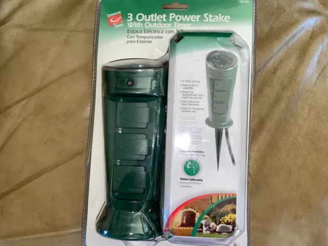 NIP Commercial Electric 3 Outlet Power Stake with Outdoor Timer 182-208