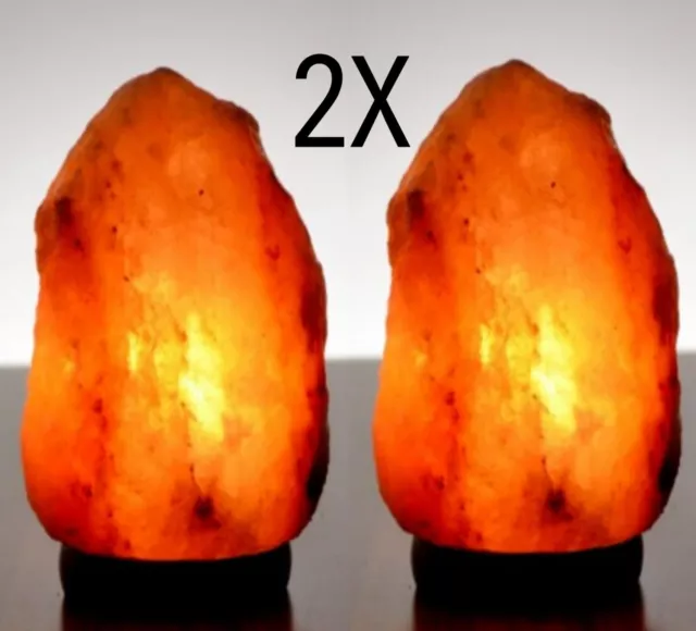 2x Pure Natural Himalayan Pink Rock Crystal Ionizing Salt Lamp 1-2kg