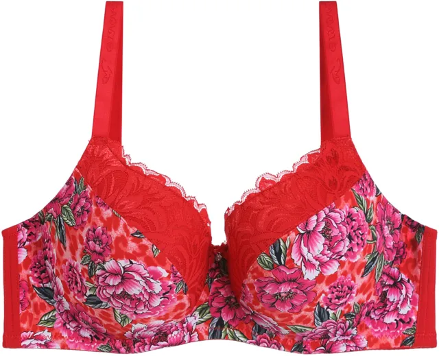 UK Size Sexy Lace Floral Bra Padded Push up Underwired Bra Firm Hold 34-42 CDEF