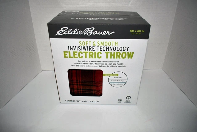 Eddie Bauer Lumberjack Red Electric Throw 50” x 60” #EBTHROW NWT