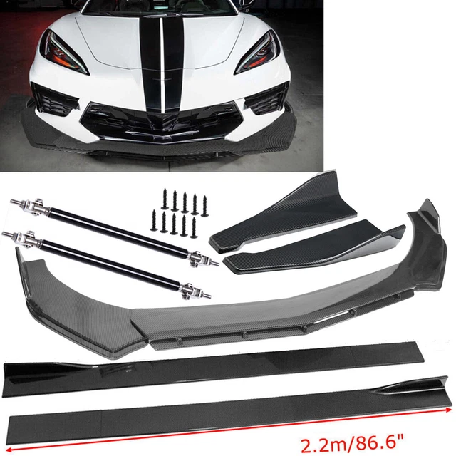 CARBON FIBER FRONT Bumper Lip Side Skirt/ Strut Rods For Chevy Corvette
