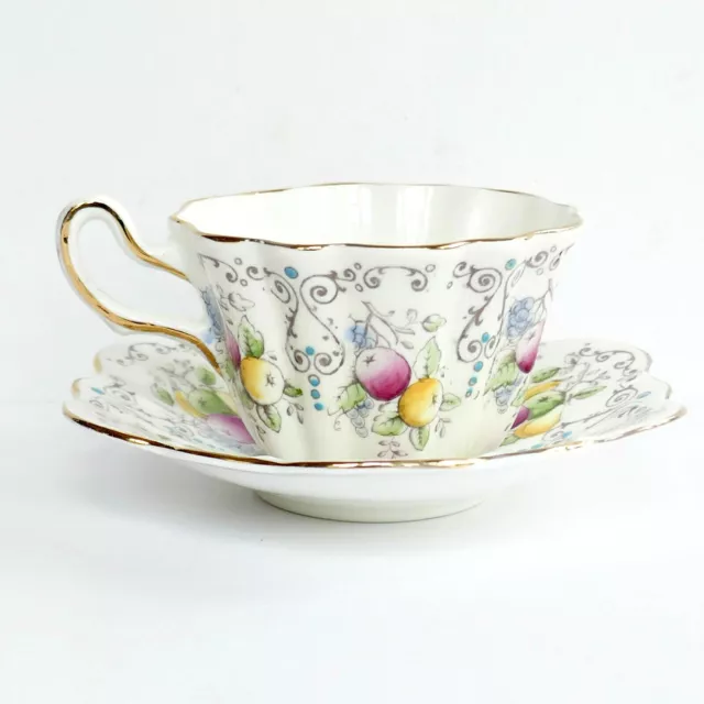 Royal Stuart Spencer Stevenson Fruit Cup Saucer Hand Paint Art Nouveau Antique 2