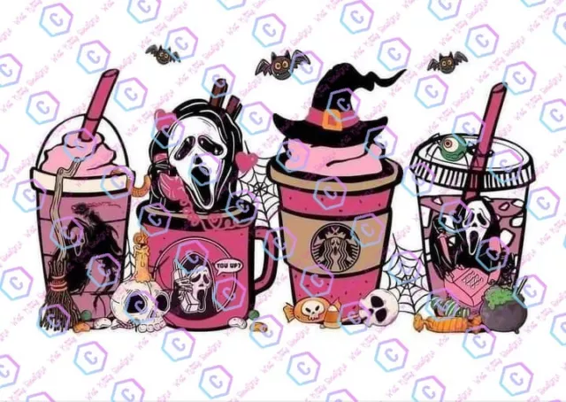 Scream Coffee Halloween Heat transfer designs ready to press