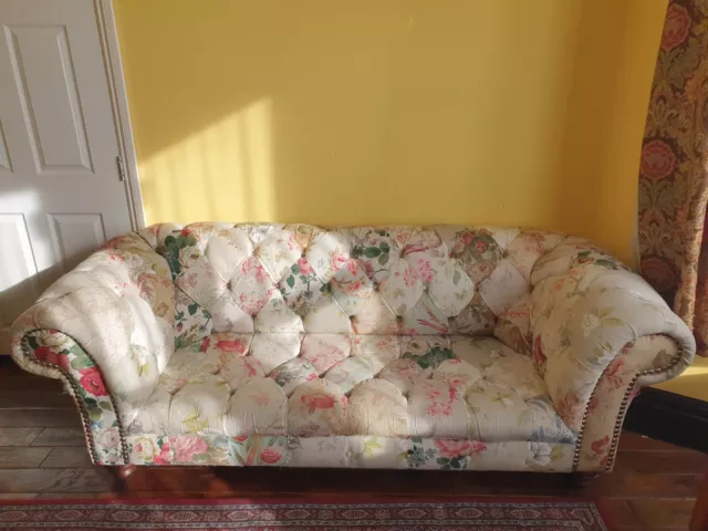 Handmade 3 Seater Bright Multicoloured Fabric Patchwork Chesterfield Sofa