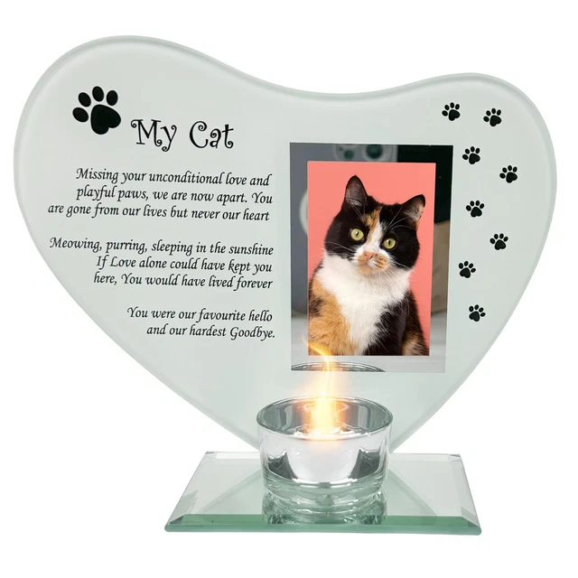 My Cat Smile glass memorial candle holder and photo frame
