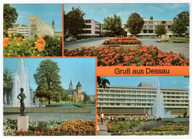 AK Dessau / Scheibe Nord + Hotel Stadt Dessau, Bauhaus, Post, Haus des Reisens