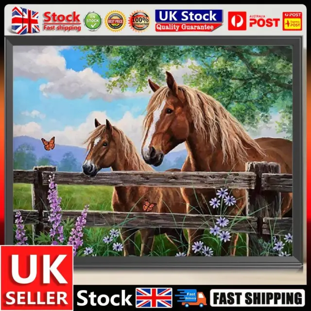 5D DIY Full Round Drill Diamond Painting Horse Kit Home Decoration Art Craft UK